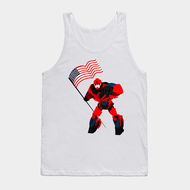 American Flag Funny Robotic Boys Tank Top by macshoptee